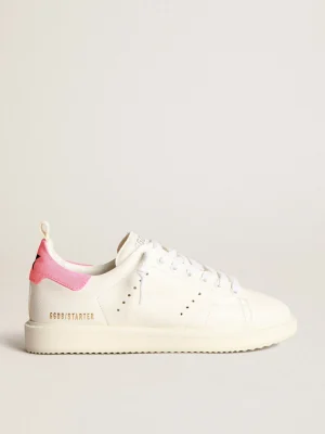 Cheap Tênis Starter em napa branca com talão de suede rosa MULHER Starter