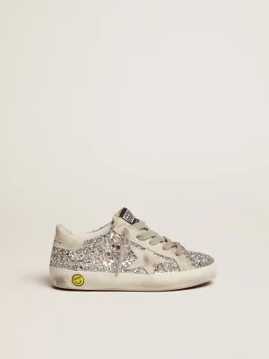 Best Tênis Super-Star Junior com glitter prateado e detalhes de suede Meninas pequenas (1-3 anos)