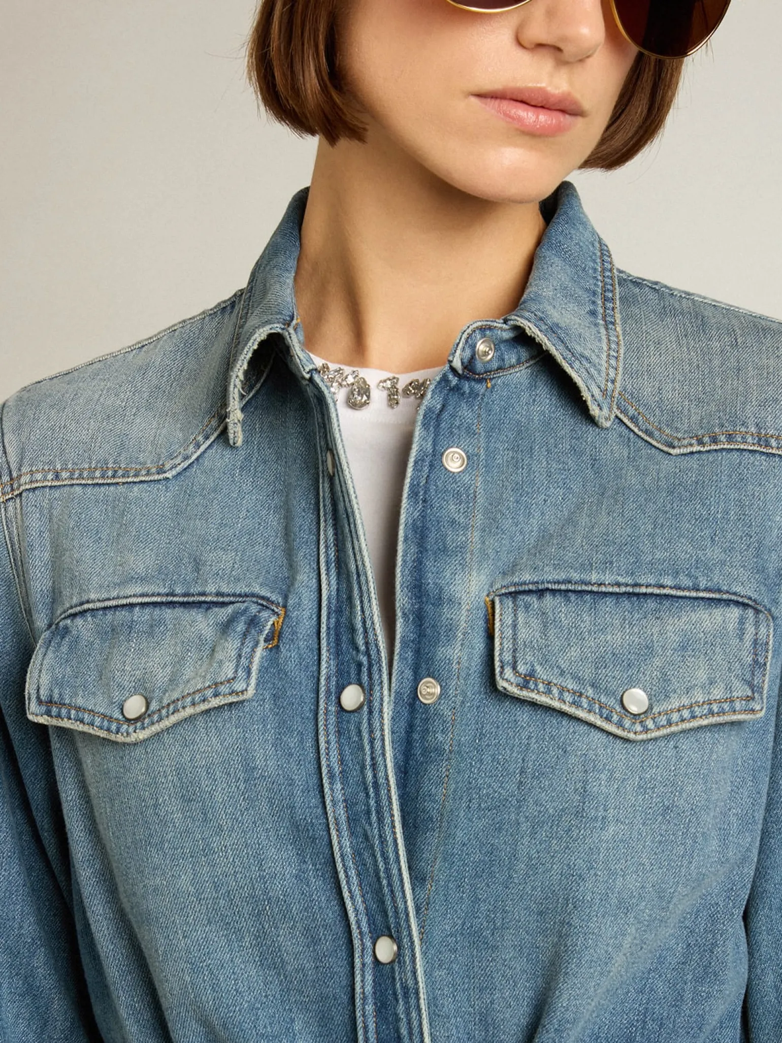 Best Vestido chemise de jeans feminino com cinto MULHER Vestidos e macacões