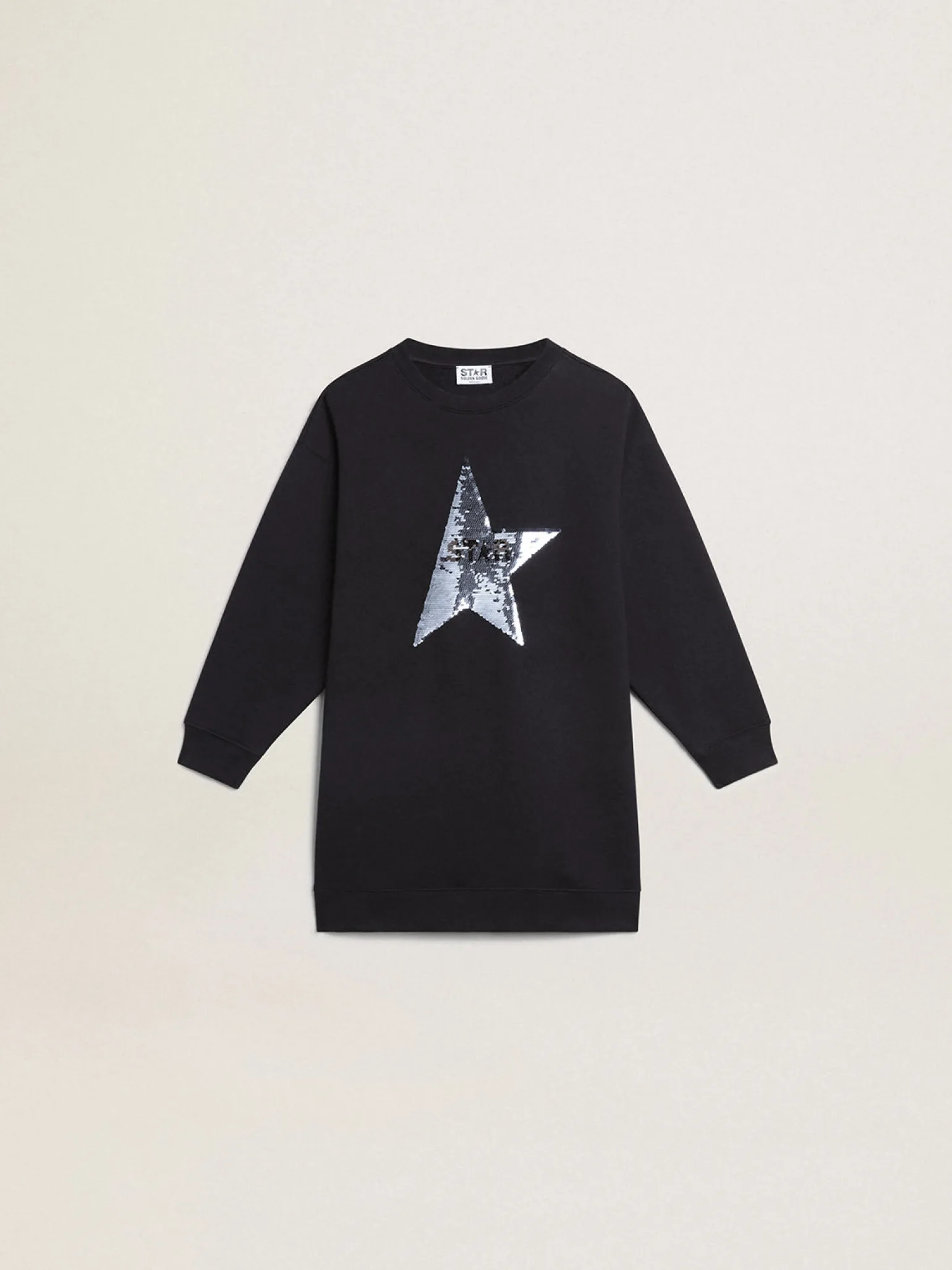 Flash Sale Vestido de moletom infantil feminino azul com estrela de lantejoulas Roupas de cima (4-12 years)