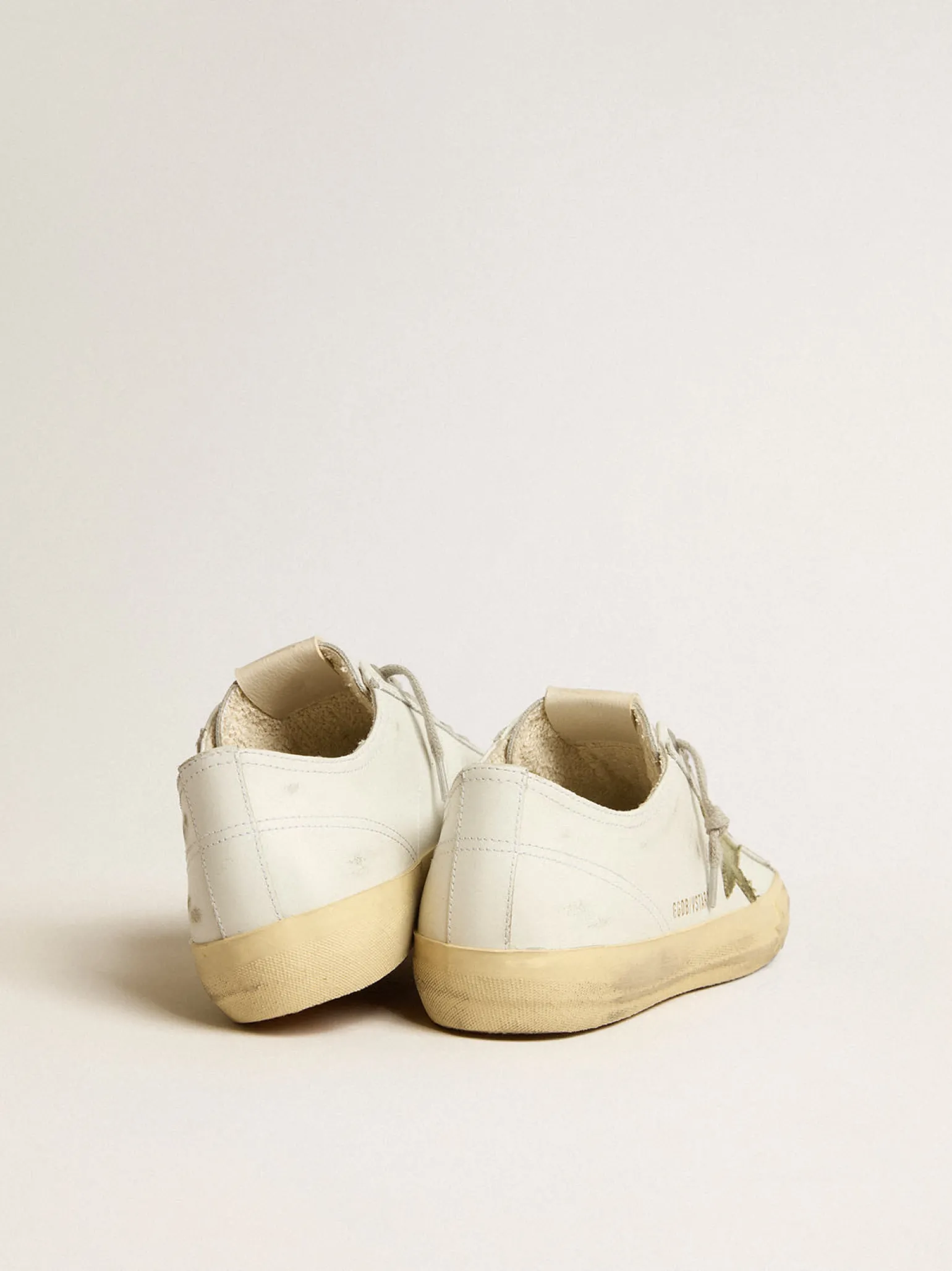 Cheap V-Star de couro branco com estrela de lona verde V-Star