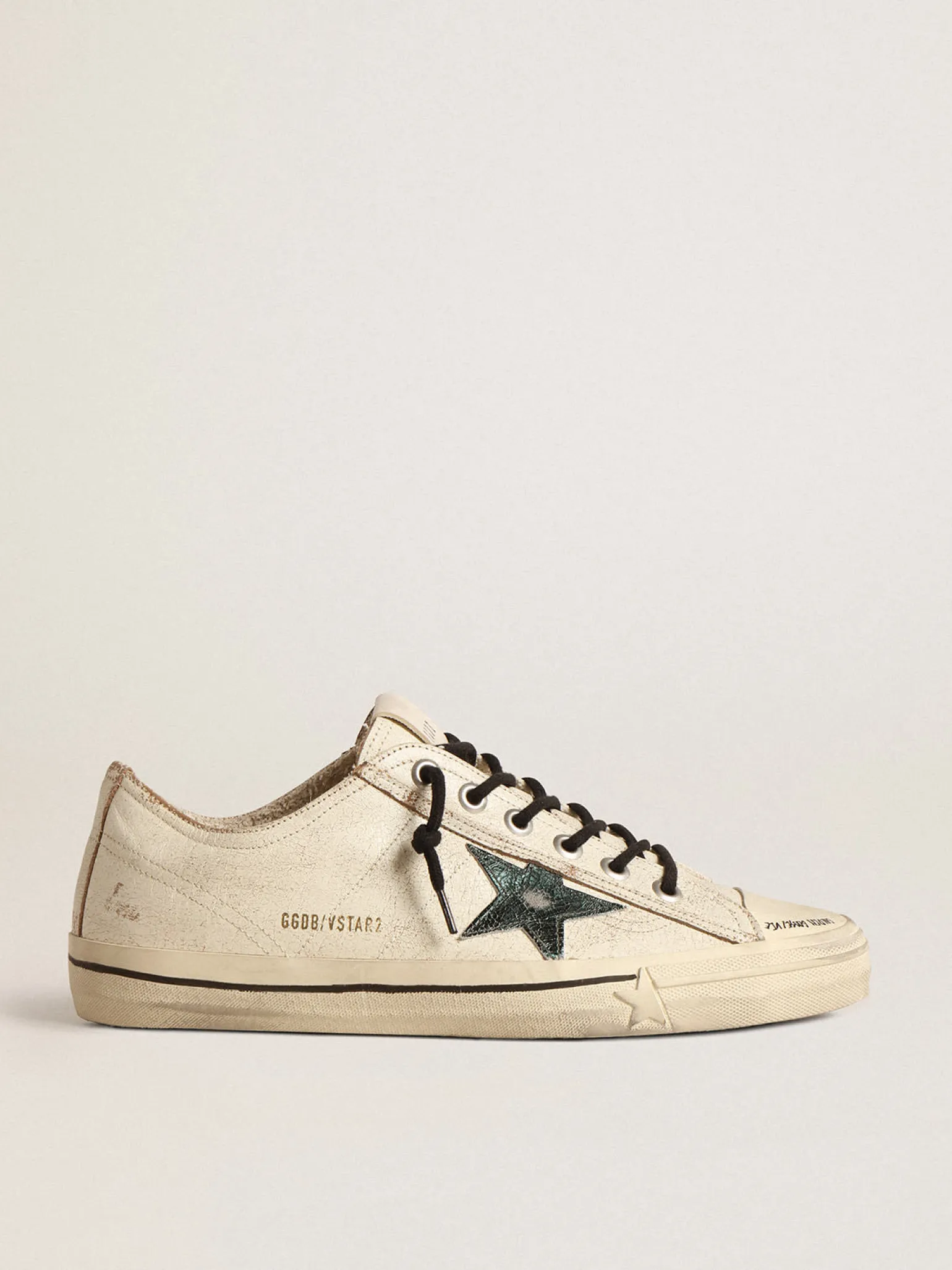 Best Sale V-Star de couro brilhante com estrela de couro metálico craquelado verde V-Star